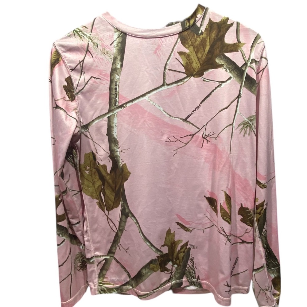 Realtree Pink Camouflage Long Sleeve Shirt Women's Athletic Performance Top